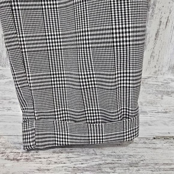 Zara Women's Plaid Trousers Dress Pants Size Small Black White Pull On Cuffs - Picture 9 of 15